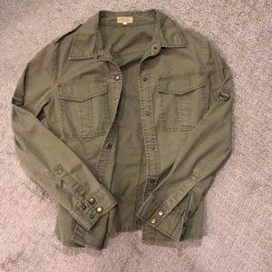 Army green button down shirt